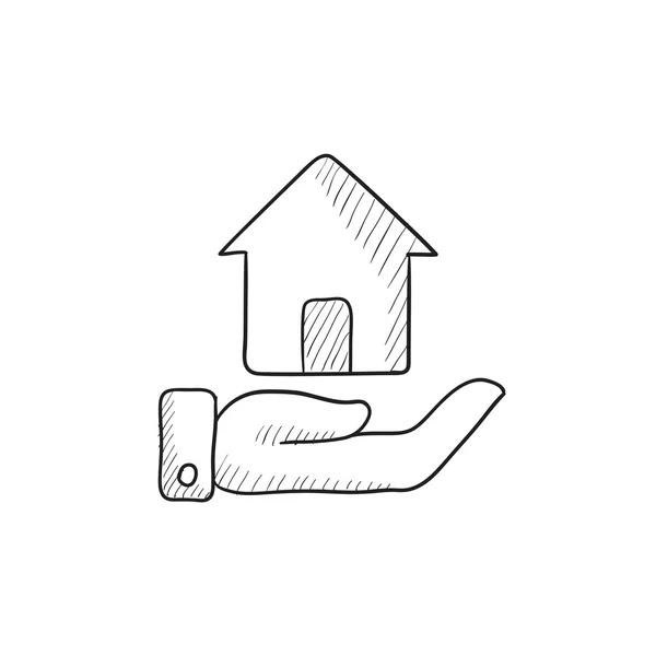 Casa seguro bosquejo icono . — Vector de stock