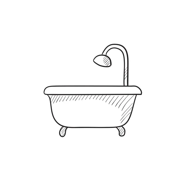 Bathtub with shower sketch icon. — Stock Vector