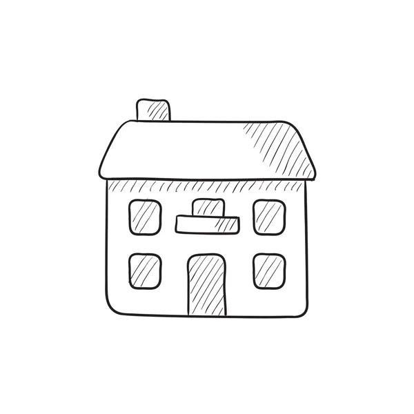 Icono de boceto de casa unifamiliar de dos pisos . — Archivo Imágenes Vectoriales