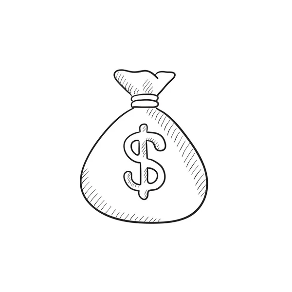 Χρήματα τσάντα σκίτσο εικονίδιο. — Διανυσματικό Αρχείο