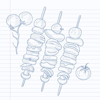 Şiş Kebap şişler üzerinde.