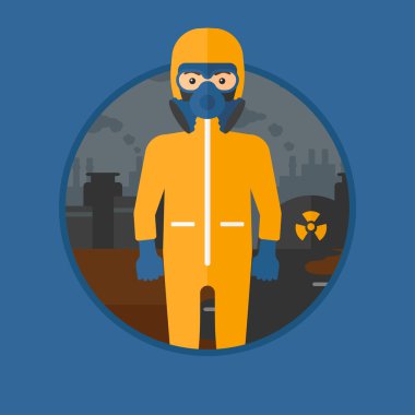 Man in radiation protective suit. clipart