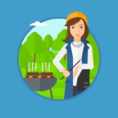 Barbekü et yemek kadın.