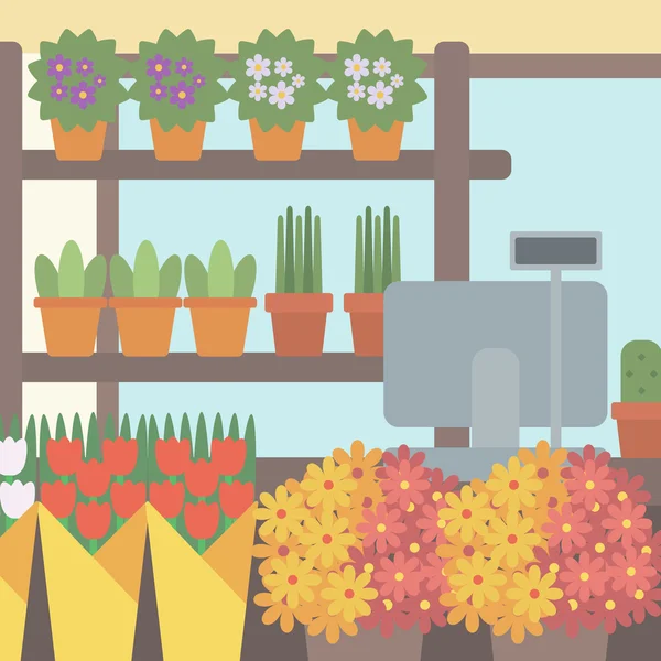 Background of flower shop. — Stock vektor