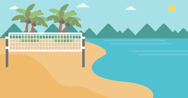 Fondo de cancha de voleibol playa en la orilla del mar . — Vector de stock