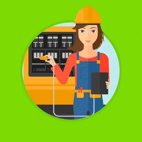 Electrician with electrical equipment. — Stock Vector