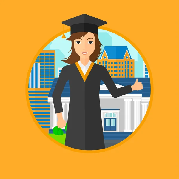 Graduate giving thumb up. — Stock Vector