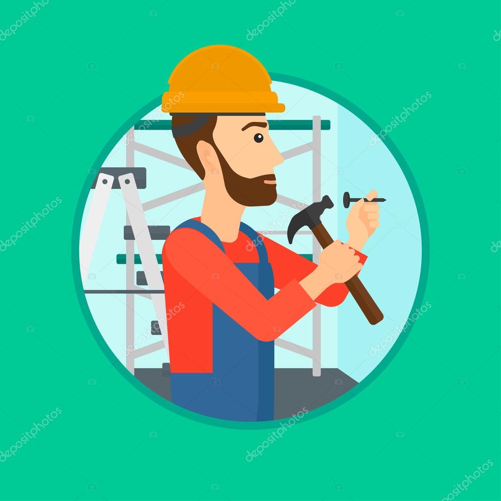 Worker hammering nail. Stock Vector Image by ©VisualGeneration #112634346 Worker hammering nail. Stock Vector Image by ©VisualGeneration #112634346