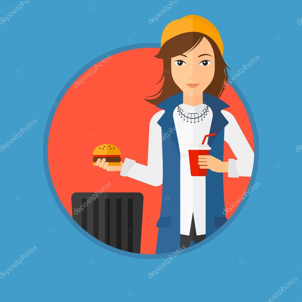 Woman throwing junk food. Stock Vector Image by ©VisualGeneration #112639888 Woman throwing junk food. Stock Vector Image by ©VisualGeneration #112639888