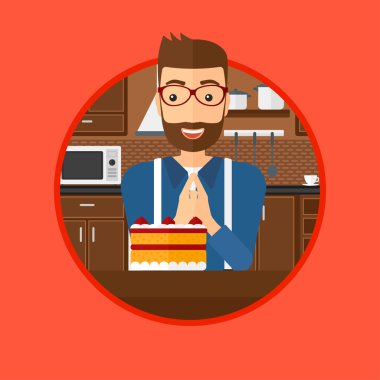 Pastaya günaha ile görünen adam.