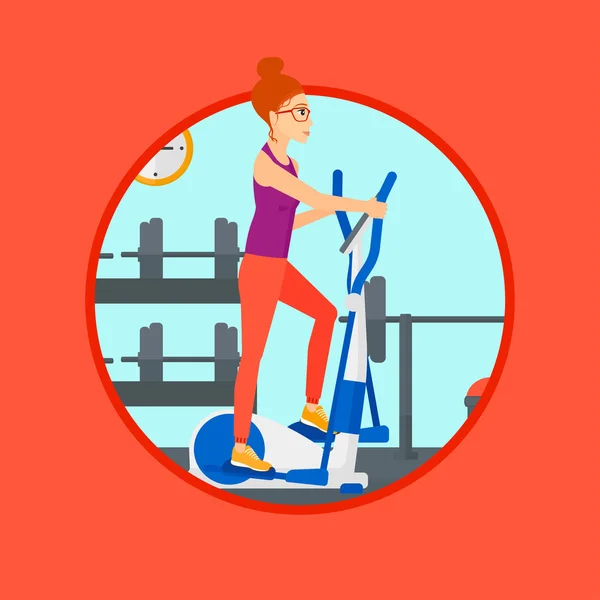 Vrouw uit te oefenen op elliptische trainer. — Stockvector