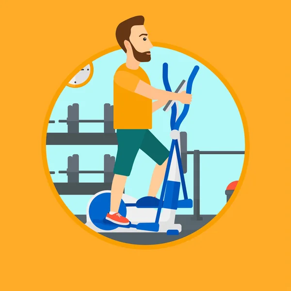 Man exercising on elliptical trainer. — Stock Vector