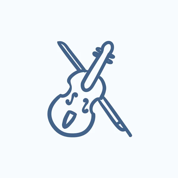 Violino con icona a forma di schizzo . — Vettoriale Stock