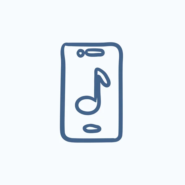 Telefoon met muzikale noot sketch pictogram. — Stockvector