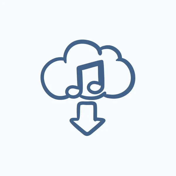 Downloaden van muziek schets icon. — Stockvector