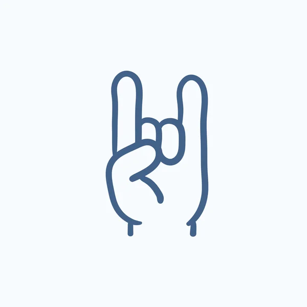 Rock and roll signo de mano icono de boceto . — Vector de stock