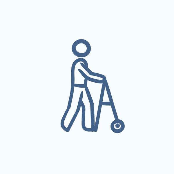 Homem com ícone de esboço walker . —  Vetores de Stock