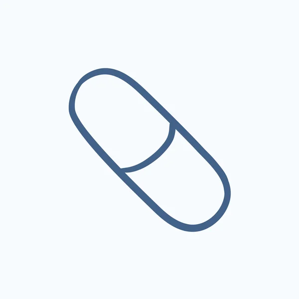 Capsule pil schets pictogram. — Stockvector