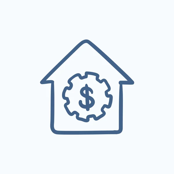 House with dollar symbol sketch icon. — Stock Vector