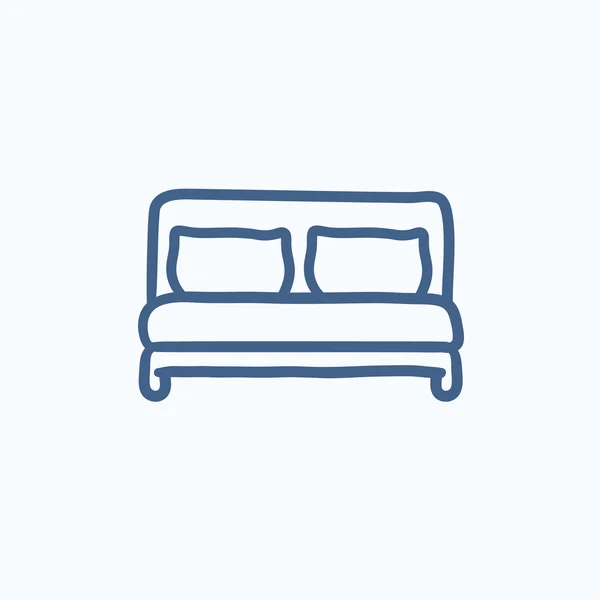 Esbozo de cama doble icono . — Vector de stock