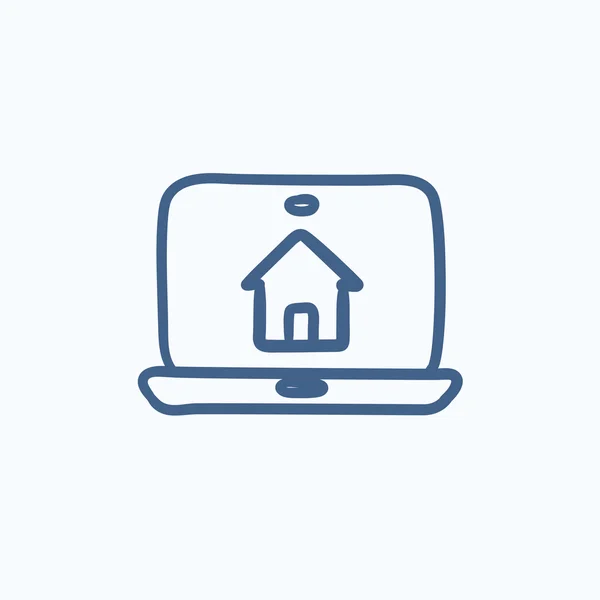 Smart house icona dello schizzo della tecnologia . — Vettoriale Stock