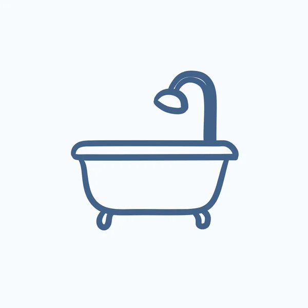 Baignoire avec icône de dessin de douche . — Image vectorielle