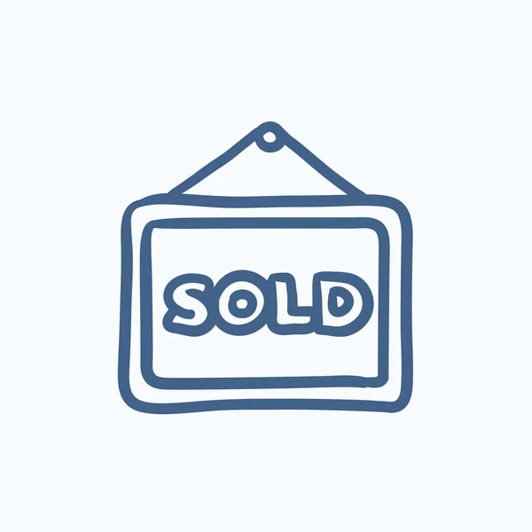 Sold placard sketch icon. — Stock Vector