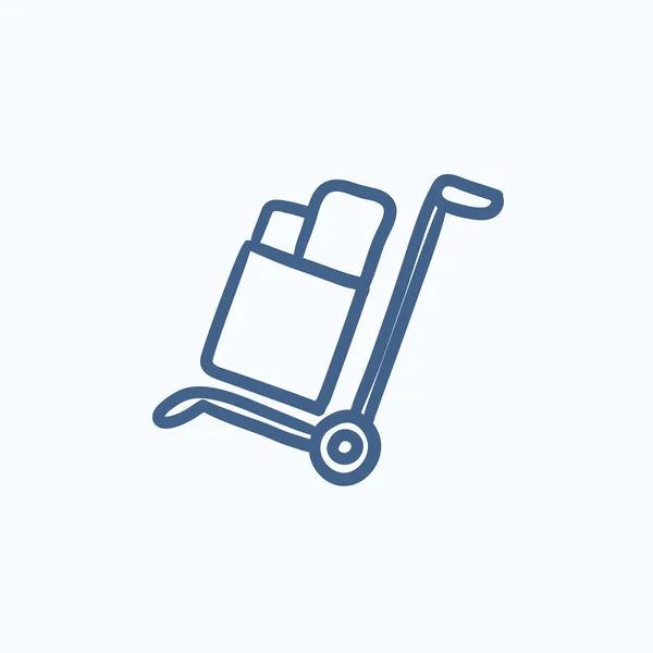 Icono de boceto de carrito de manejo de compras . — Vector de stock