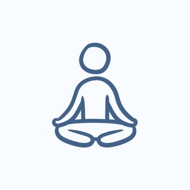Lotus poz kroki simgesinde meditasyon adam.