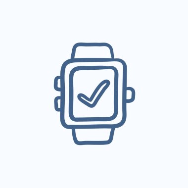 Smartwatch onay işareti kroki simgesiyle.