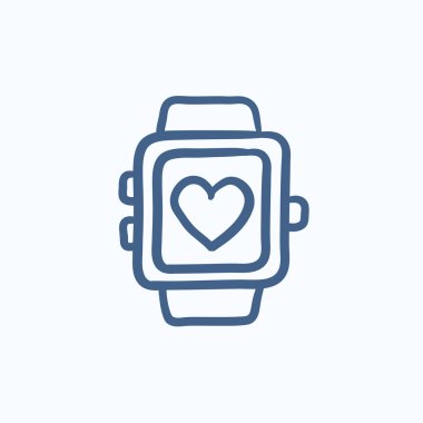 Smartwatch kalp işareti kroki simgesi ile.