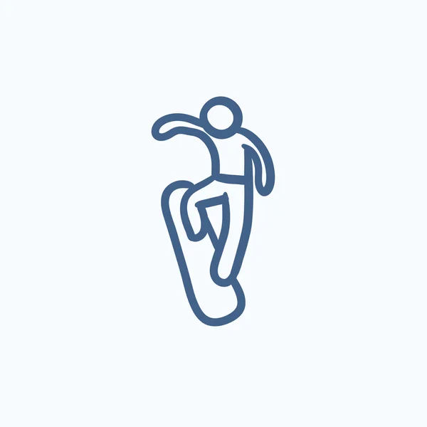 Man snowboarding sketch icon. — Stock Vector