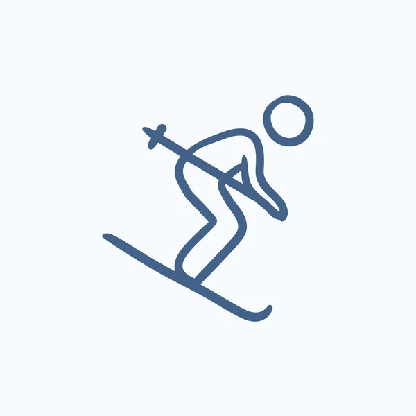 Downhill Skiën schets pictogram. — Stockvector
