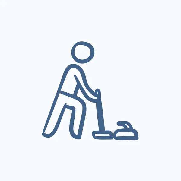 Curling schets pictogram. — Stockvector