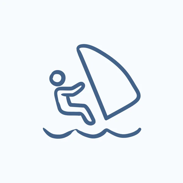 Wind surfing sketch icon. — Stock Vector