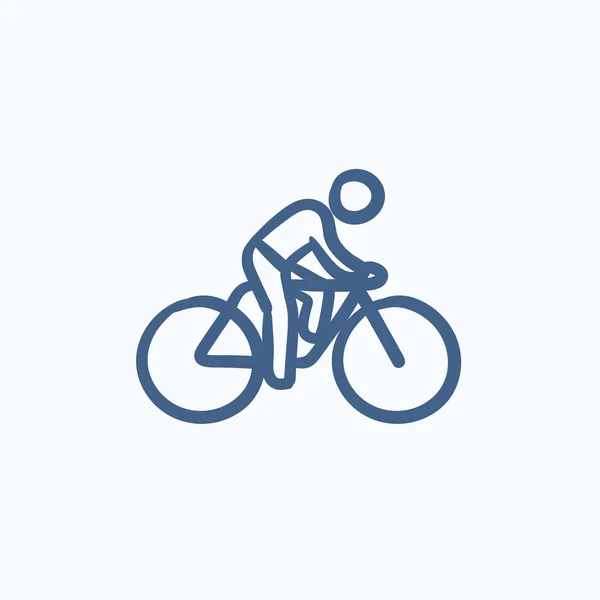 Mann reitet Fahrrad Skizze Ikone. — Stockvektor