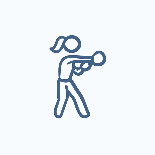 Icono de bosquejo boxeador femenino . — Vector de stock