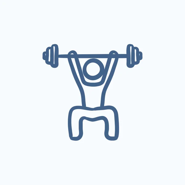 Man exercising with barbell sketch icon. — Stock Vector