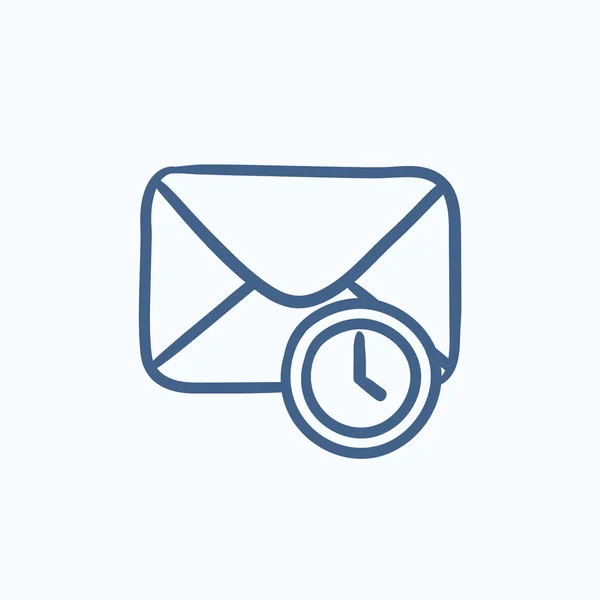 Obálka pošta s ikonou skica, hodiny. — Stockový vektor