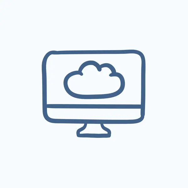 Nube de computación icono de boceto . — Vector de stock