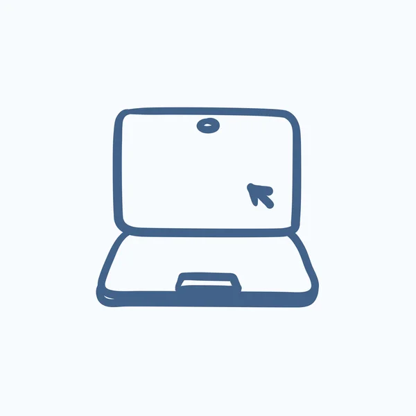 Portátil con icono de boceto de cursor . — Vector de stock