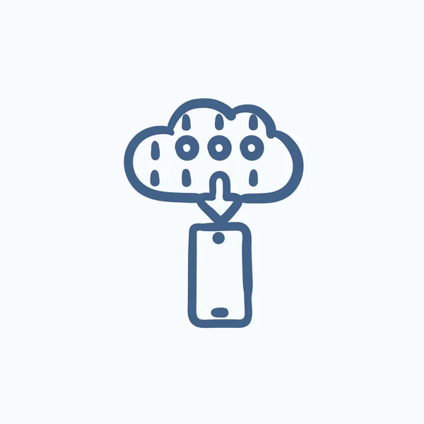 Cloud computing skiss ikon. — Stock vektor