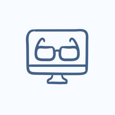 Gözlük bilgisayar monitör simgesini kroki.