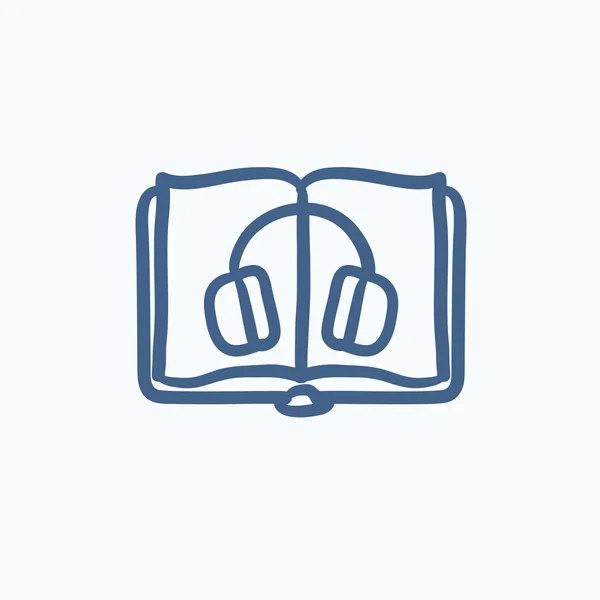 Ícone do esboço do audiolivro . — Vetor de Stock