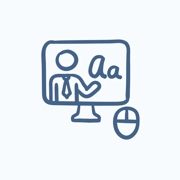 Online onderwijs schets pictogram. — Stockvector