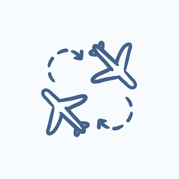 비행기 스케치 아이콘. — 스톡 벡터