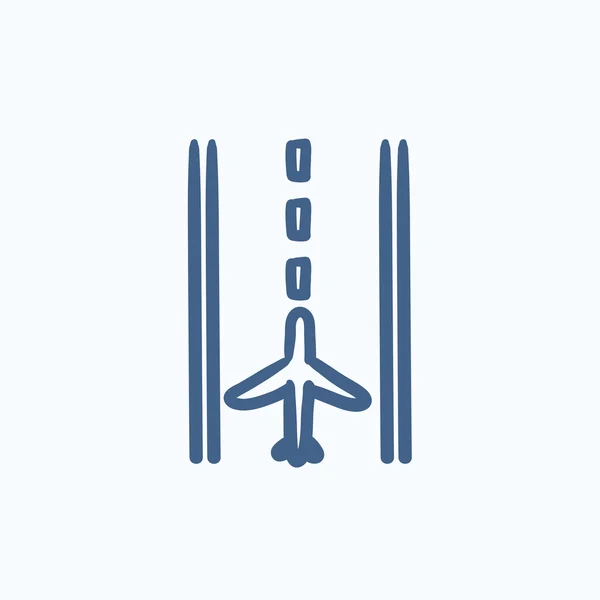 Aeropuerto pista bosquejo icono . — Archivo Imágenes Vectoriales