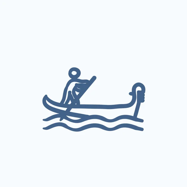 Sailor rowing boat sketch icon. — Stock Vector