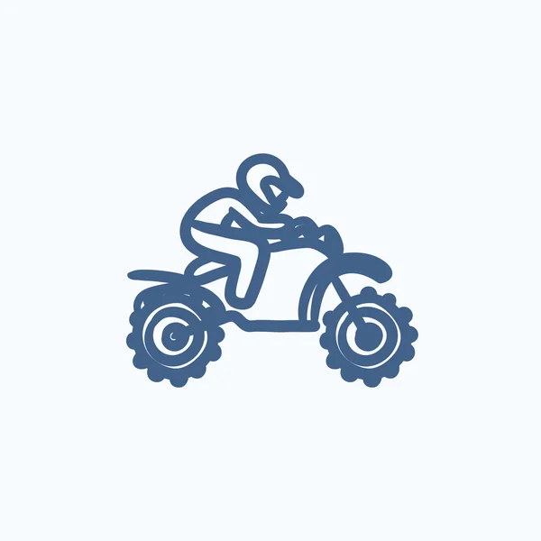 Man paardrijden motocross bike schets pictogram. — Stockvector