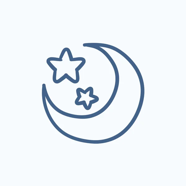 Hold és a csillagok vázlat ikon. — Stock Vector